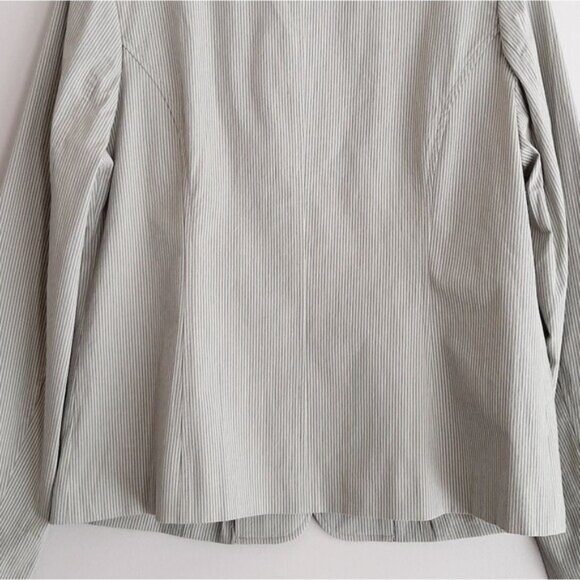JEANNE PIERRE Textured Stripe Pastel Green Button Front Blazer Jacket Sz L - Picture 12 of 14